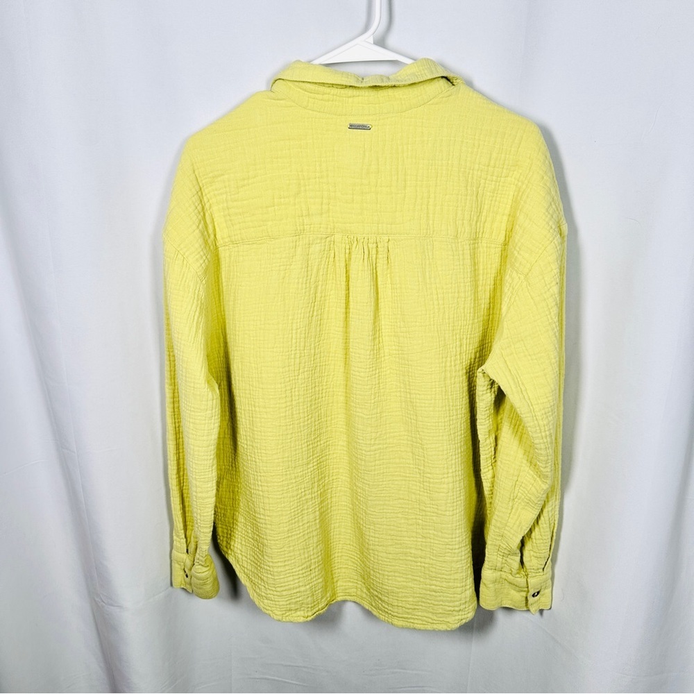Billabong Right On Cotton Gauze Button Up Shirt Oversized Beachcore Yellow M - Picture 6 of 7